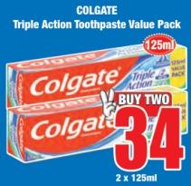 COLGATE Triple Action Toothpaste Value Pack 2x125ml