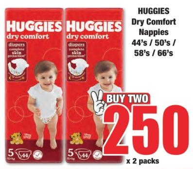 HUGGIES Dry Comfort Nappies 44's / 50's/ 58's / 66's