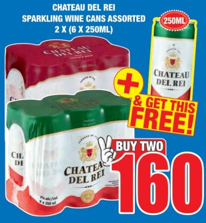 CHATEAU DEL REI SPARKLING WINE CANS ASSORTED 2 X (6 X 250ML)