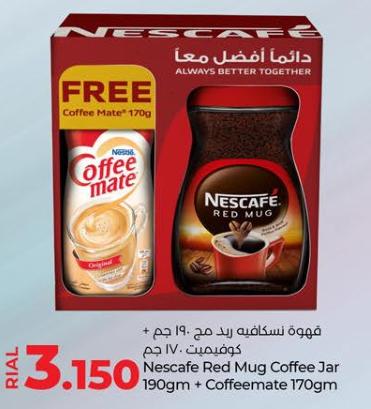 Nestle Nescafe Red Mug Coffee Jar 190gm + Nestle Coffeemate 170gm