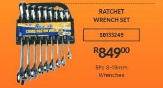 RATCHET WRENCH SET 9Pc 8-19mm Wrenches