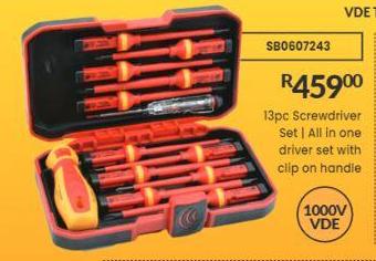 13pc Screwdriver Set | All in one driver set with clip on handle