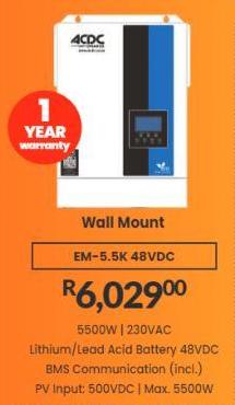 Wall Mount EM-5.5K 48VDC