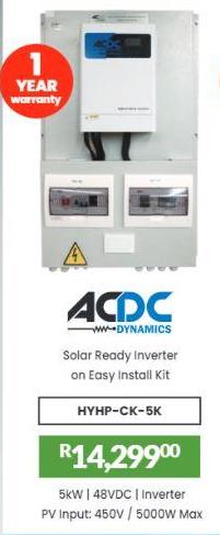 ACDC Solar Ready Inverter on Easy Install Kit