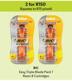 BIC Easy Triple Blade Pack 1 Razor 8 Cartridges 