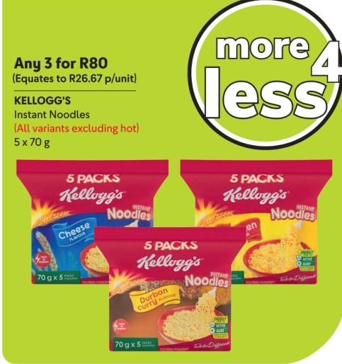 KELLOGG'S Instant Noodles (All variants excluding hot) 5x70 gm any 3 