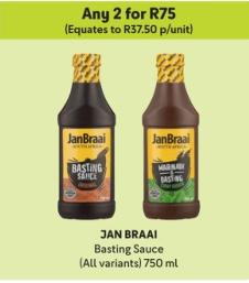 JAN BRAAI Basting Sauce (All variants) 750ml Any 2