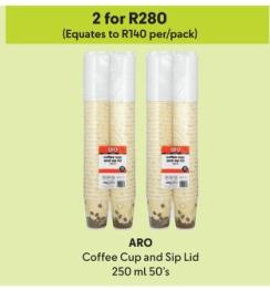 ARO Coffee Cup and Sip Lid 250 ml 50's