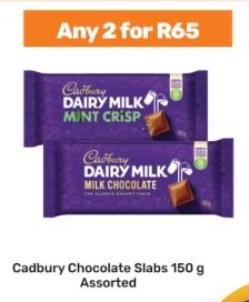 Cadbury Chocolate Slabs 150g Assorted Any 2