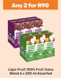 Liqui-Fruit 100% Fruit Juice Blend 6x200ml Assorted Any 2