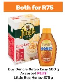 Buy Jungle Oatso Easy 500 g Assorted PLUS Little Bee Honey 375g