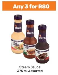 Steers Sauce 375ml Assorted Any 3