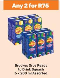 Brookes Oros Ready to Drink Squash 6 x 200 ml Assorted Any 2