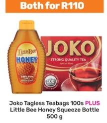 Joko Tagless Teabags 100s PLUS Little Bee Honey Squeeze Bottle 500g