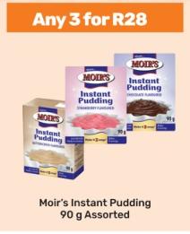 Moir's Instant Pudding 90g Assorted Any 3