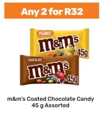 m&m's Coated Chocolate Candy 45g Assorted Any 3