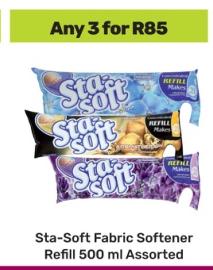 Sta-Soft Fabric Softener Refill 500 ml Assorted  any 3