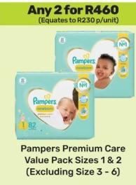 Pampers Premium Care Value Pack Sizes 1 & 2 any 2 