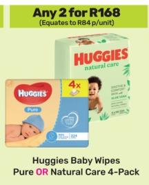 Huggies Baby Wipes Pure OR Natural Care 4-Pack any 2 