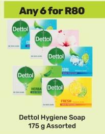 Dettol Hygiene Soap 175 g Assorted any 6 