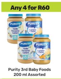 Purity 3rd Baby Foods Assorted any 4 