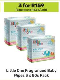 Little One Fragranced Baby Wipes 3 x 80s Pack