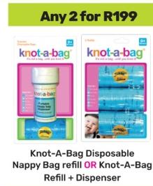 Knot-A-Bag Disposable Nappy Bag refill OR Knot-A-Bag Refill + Dispenser any 2 