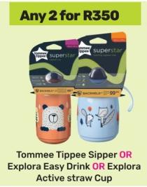 Tommee Tippee Sipper OR Explora Easy Drink OR Explora Active straw Cup any 2 