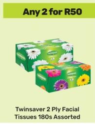 Twinsaver 2 Ply Facial Tissues Assorted any 2 