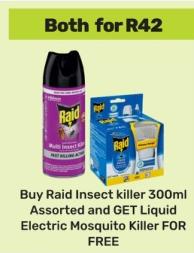 Buy Raid Insect killer 300ml Assorted and GET Liquid Electric Mosquito Killer FOR FREE