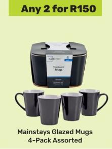 Mainstays Glazed Mugs 4-Pack Assorted  any 2 