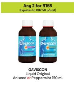 Any 2 GAVISCON Liquid Original Aniseed or Peppermint 150 ml