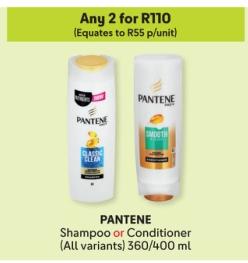 Any 2 PANTENE Shampoo or Conditioner (All variants) 360/400ml