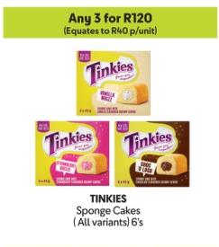 Any 3 TINKIES Sponge Cakes (All variants) 6's