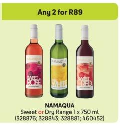 Any 2 NAMAQUA Sweet or Dry Range 1 x 750 ml