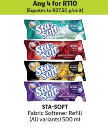 Any 4 STA-SOFT Fabric Softener Refill (All variants) 500ml