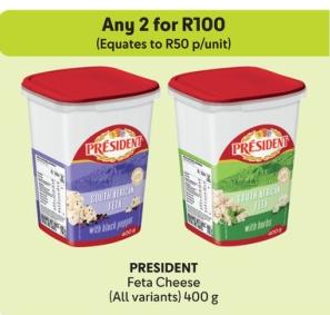 Any 2 PRESIDENT Feta Cheese (All variants) 400 g