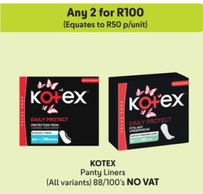 Any 2 KOTEX Panty Liners (All variants) 88/100's