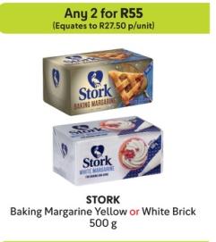 Any 2 STORK Baking Margarine Yellow or White Brick 500 g