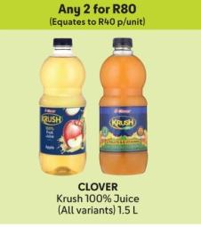 Any 2 CLOVER Krush 100% Juice (All variants) 1.5L