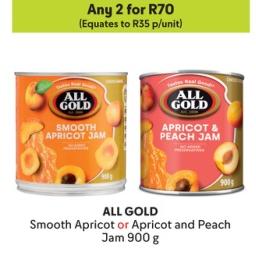 Any 2 All Gold Smooth Apricot or Apricot and Peach Jam 900 g