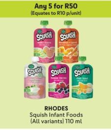 Any 5 RHODES Squish Infant Foods (All variants) 110 ml