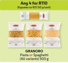 Any 4 GRANORO Pasta or Spaghetti (All variants) 500 g