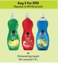 Any 2 M Dishwashing Liquid (All variants) 1.5 L