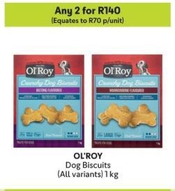 Any 2 OL'ROY Dog Biscuits (All variants) 1 kg