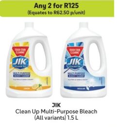 Any 2 JIK Clean Up Multi-Purpose Bleach (All variants) 1.5 L