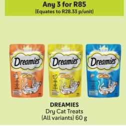 Any 3 DREAMIES Dry Cat Treats (All variants) 60 g