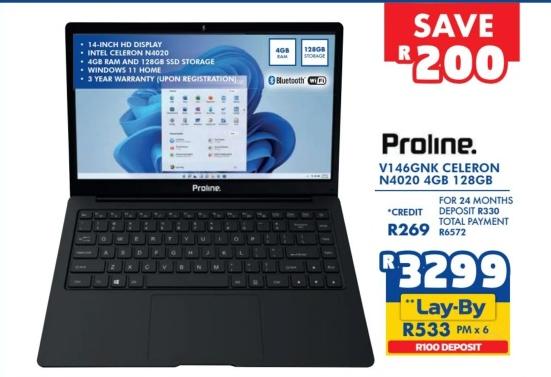 Proline V146GNK Celeron N4020 4GB 128GB