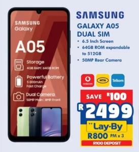 SAMSUNG GALAXY A05 DUAL SIM, 6.5 Inch Screen, 64GB ROM expandable to 512GB, 50MP Rear Camera