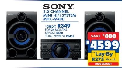 Sony 2.0 Channel Mini HiFi System MHC-M40D